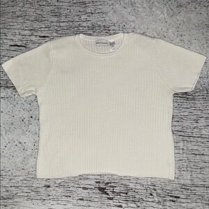Alfred Dunner White Ribbed Short Sleeve Top Women’s Size Large